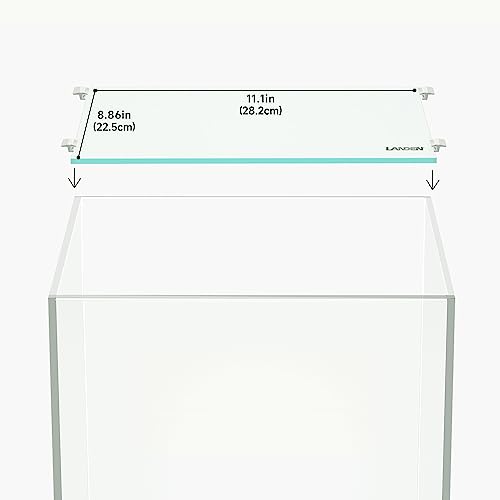 4mm Glass Aquarium Lid with Clips for 30x30cm Rimless Tank | Lid 28.2x22.5cm; reduces evaporation and jumping - size: 282x225mm (1 pc)