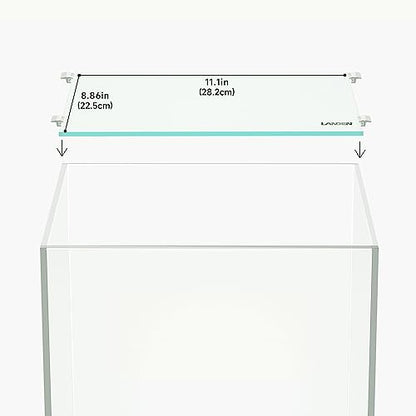 4mm Glass Aquarium Lid with Clips for 30x30cm Rimless Tank | Lid 28.2x22.5cm; reduces evaporation and jumping - size: 282x225mm (1 pc)