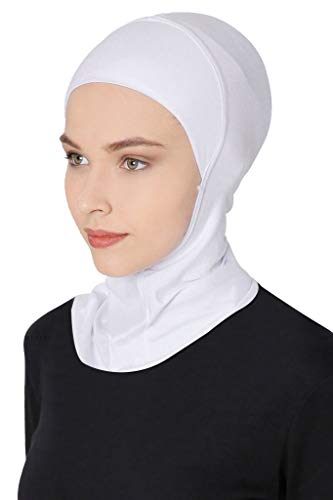 GERINLY Solid Women's Muslin Hijab Sport Head Scarf - Plain Under Scarf Muslimah Turban Cap - Ramadan Accessory - color: White