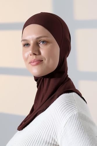 ihvan online, Hijab Undercap, Full Neck Coverage Under Scarf Hijabs, Head Coverings for Women, Muslim Stretchy Sports Turban - color: Light Brown