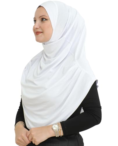 Prien Ready To Wear Hijab For Women, Instant Turban, Soft Muslim Scarf For Prayer, Long Hijabs, Islamic Clothes, Jersey Abaya - color: White
