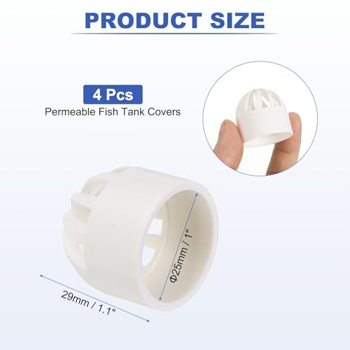PATIKIL 1 Inch (25mm) Fish Cover Permeable Cap, 4 Pcs PVC Breathable Cap Aquarium Guard Fish Tank Intake Cover, White - color: White, size: 1Inch(25mm)