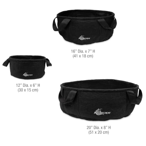 Aquascape Heavy Duty Aquatic Plant Pot with Handles, Non-Woven Geotextile, 12 inch Dia (30.5 cm), Black, 47003 - size: 12 Inch Dia.