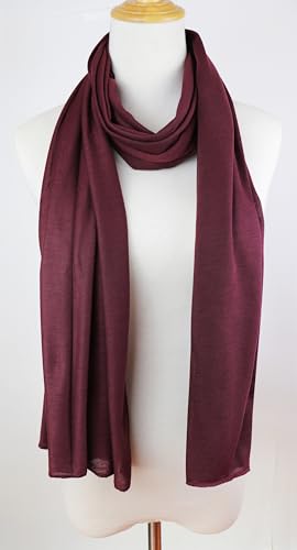 vabovin Head Wraps for Black Women Stretch Jersey Knit Turban Headwrap Solid Color Headscarf Headband Shawl - color: 32- Wine Red