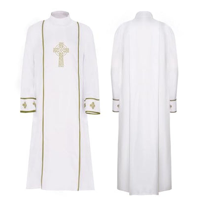 MIAOCOS Medieval Pastor Outfit Clergy White Robe Historical Priest Costume Church Plays Clergy Gown Hajj Eid - size: X-Large