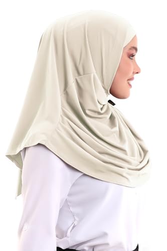 ihvan online, Hijab Scarves for Women, Ready to Wear, Lightweight and Comfortable Headscarf, Instant Turban, Jersey, Presewn - color: Cream