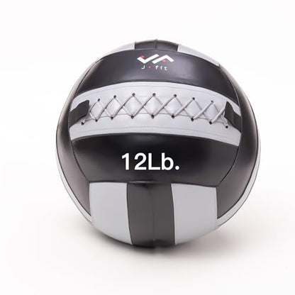 JFit Wall Ball – Premium Soft Weighted Exercise Ball for Strength, Conditioning, Gym & Home Workouts, 4-30 LB - color: Gray/Black, style: 12 LB