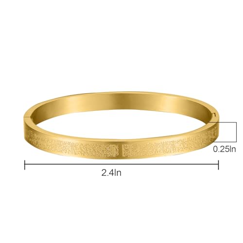 AYATUL KURSI Islamic Jewelry Bracelets Stainless Steel Openable Bangles Arabic Calligraphy Islamic Faith Gifts Messager Islamic Calligraphy Muslim Men Jewelry Bracelets Gift for Women - color: 1 Steel color 1 Rose gold