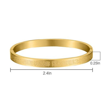 AYATUL KURSI Islamic Jewelry Bracelets Stainless Steel Openable Bangles Arabic Calligraphy Islamic Faith Gifts Messager Islamic Calligraphy Muslim Men Jewelry Bracelets Gift for Women - color: 1 Steel color 1 Black