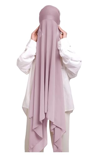 Lina & Lily Muslim Chiffon Instant Hijab Head Scarf with Matching Tie Back Jersey Undercap - color: Dusty Pink