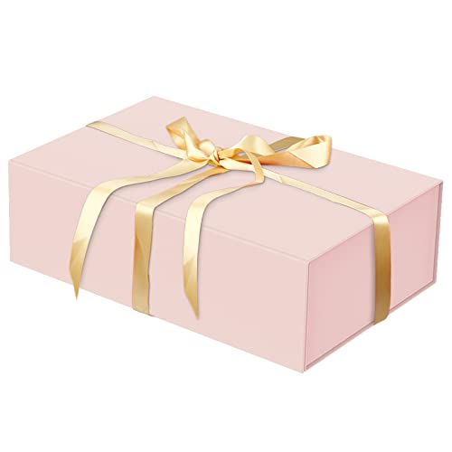 Luxury Large Gift Box 13.8"x9"x4.3" Storage Box Ribbon Magnetic Closure for Luxury Packaging Box for Mother's Day, Birthdays, Bridal Gifts,Weddings - color: Pink, size: 1 Count (Pack of 1)