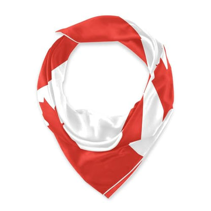 Bandana Square Head Scarf for Women Satin Hair Wrap Fashion Headband 27" - color: Flag of Canada