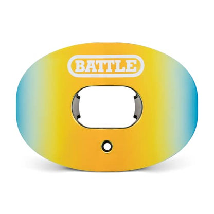 Battle Sports Prism Oxygen Football Mouthguard, Gold/Blue | Maximum protection, Safe secure comfortable fit, Built-in airflow channels, Advanced composite material, No boiling required - color: Gold / Blue