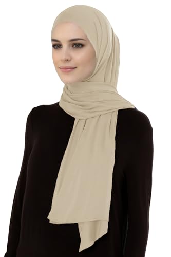 Lina & Lily Breathable Premium Modal Woven Hijab Head Scarf Shawl Wrap for Muslim Women Lightweight - color: Beige