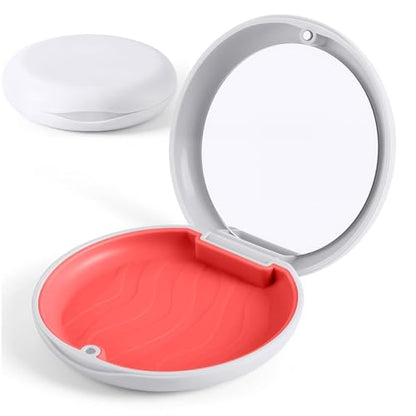 JMU Retainer Case, Slim Aligner Case with Mirror, Magnetic Closure Orthodontic Retainer Box, White - color: White