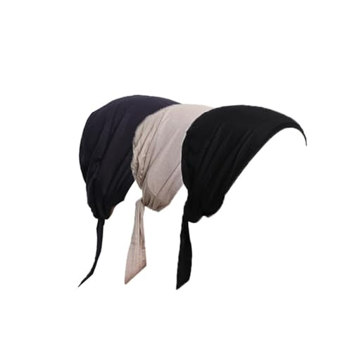 Leadigol 3PCS Women Under Scarf Hat Hijab Cap, Muslim Wrap Head Wear Turban Cover, Muslim Women Lady Inner Hijab Caps, Islamic Underscarf Headwear Hats