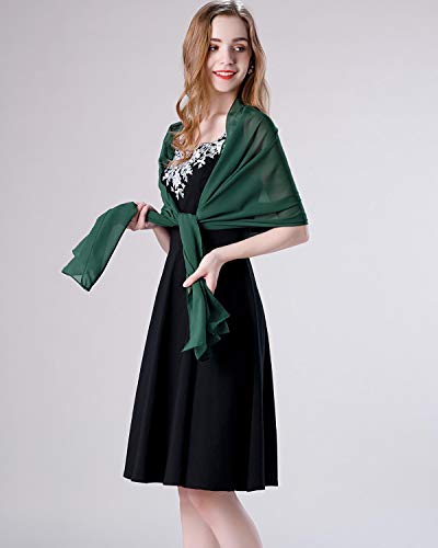 Shawl and Wrap for Evening Dresses Wedding Sheer Scarfs Women Scarve - color: Dark Green, size: One Size