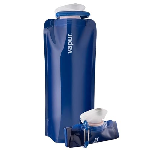 Vapur Collapsible Water Bottle with Carabiner - 34oz (1L), Admiral Blue - Flexible & Lightweight Water Bottle for Travel, Concert, Hiking, and Outdoor Adventures - BPA-Free, Dishwasher-Safe, Freezable - color: Admiral Blue