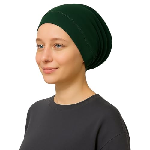 Cotton Modal Jersey Hijab with Matching Undercap, Women's Casual Style, 180cm × 70cm - color: Green