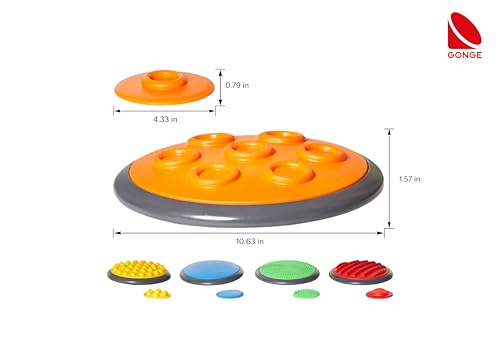 GONGE Tactile Sensory Discs - Starter Set - 10 Textured Stepping Discs, Sensory Exploration, Cognitive Development - Includes Blindfold - Ages 1+, Vibrant - color: Vibrant, style: 10 - Piece