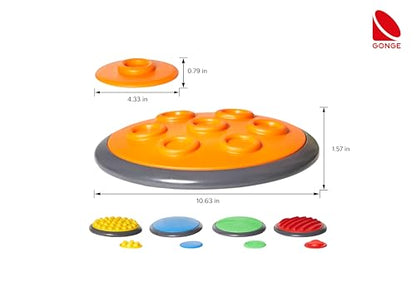 GONGE Tactile Sensory Discs - Starter Set - 10 Textured Stepping Discs, Sensory Exploration, Cognitive Development - Includes Blindfold - Ages 1+, Vibrant - color: Vibrant, style: 10 - Piece