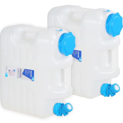 REDCAMP 5 Gallon/18.5L Portable Water Container with Spigot, White 2 Pack | BPA Free Camping Water Jug, No Leakage Water Tank, Portable Emergency Water Storage for Camping, Hiking, Hurricane Supplies - color: White, size: 5Gal/600 Ounces, 2 Pack