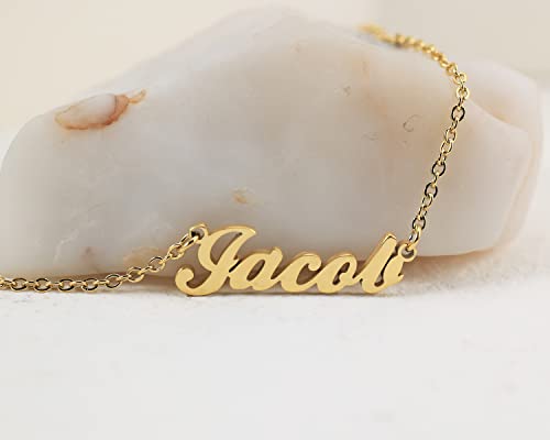 Name Necklace Personalized Engraved Name Pendant for Womens Friends - style: Cody - Gold