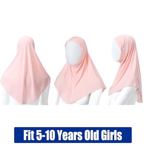Cozypower 4 Pcs Eid Hijab Muslim for Girls Kids Head Scarf Islamic Shawls Neck Wrap Kids Ages 6-11 Headscarf Instant Turban - color: Classic Color