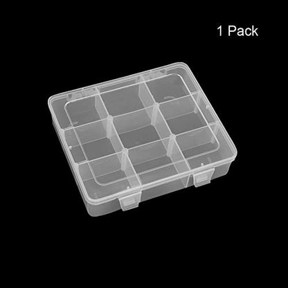 9 Grids Plastic Storage Compartment Organizer Container with Adjustable Dividers for Crafts, Earrings, Screws, Nail, Bandages, Pins and More (1)