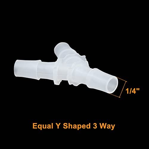 Feelers 1/4" Plastic Hose Barb Tee Fitting 10 Pack, Equal Barbed Y-Shaped 3-Way Connector, Tube Splicer Union Adapter for Air Line, Fuel Line, Water Hose - size: 1/4 inch, style: 10pcs-Y Shaped