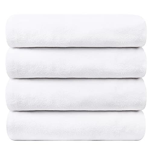 JML Large Microfiber Bath Towel, 4 Pack, 30" x 60" | Hanging Loop, Soft, Extra Absorbent, Quick Dry as Spa, Sauna, Salon Hair Wrap - color: Microfiber White, size: 4 Pack (30 in x 60 in)
