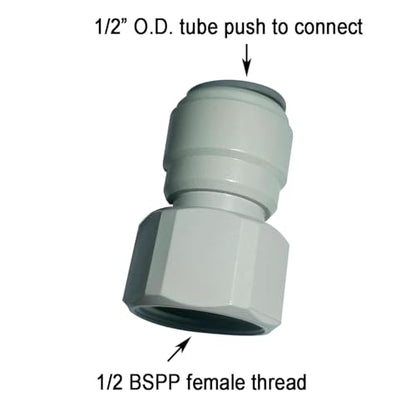 Acetal Copolymer 1/2" Tube OD Tube Fittings,1/2" Female Adapter, Push to connect for RO water filter system parts (pack of 5) - style: Female Adapter 1/2"