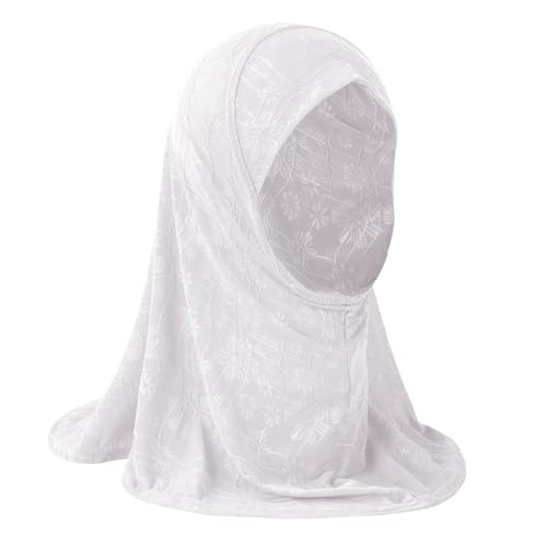 GREUS 2Pcs Kids Hijab for 2-6Y Girls Muslim Headscarf One Piece Hijabs Khimar Islam Arab Scarf Turban Bandana Hat Head Wrap - color: Set B (White + Pink)