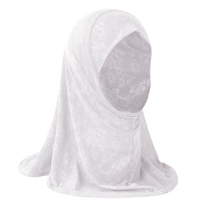 GREUS 2Pcs Kids Hijab for 2-6Y Girls Muslim Headscarf One Piece Hijabs Khimar Islam Arab Scarf Turban Bandana Hat Head Wrap - color: Set B (White + Pink)