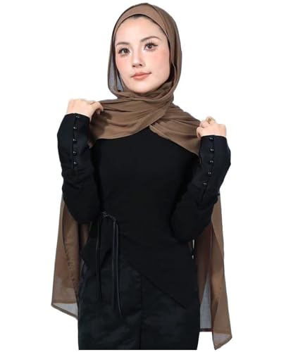 Modal Cotton Hijab Scarf for Women with Undercap Set - color: Choco Brown
