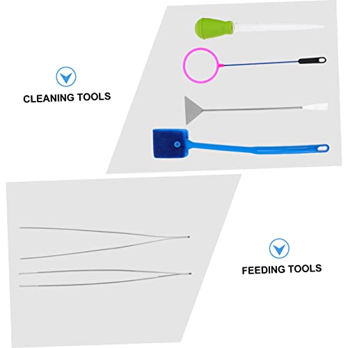 GALPADA 7pcs Aquarium Cleaning Tool with Stainless Steel Tweezers Brush and Fishing Net for Fish Tank Maintenance and Aquascaping
