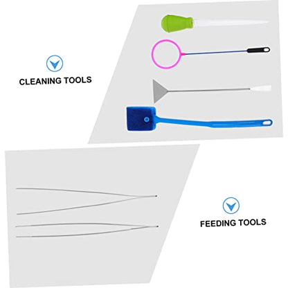 GALPADA 7pcs Aquarium Cleaning Tool with Stainless Steel Tweezers Brush and Fishing Net for Fish Tank Maintenance and Aquascaping