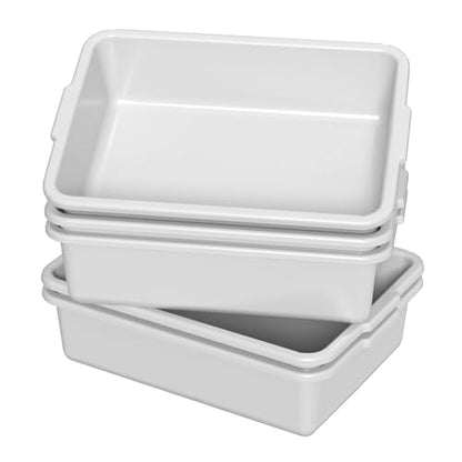 8 L Plastic Bus Tubs, Small Commercial Bus Tub Tote Box, 5 Packs | Light Gray Food Service Bus Boxes, Dirty Dish Utility Tub - size: 8 L
