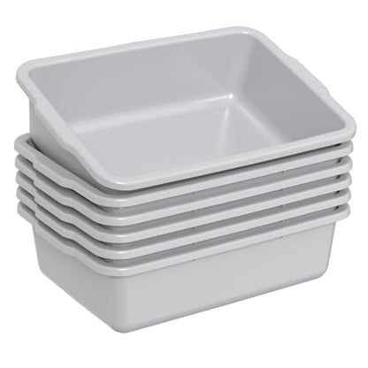 24 L Commercial Bus Tub, Plastic Bus Tubs, 6 Packs, Light Gray | Dish Tubs Restaurant, Food Service Bus Box - size: 24 L