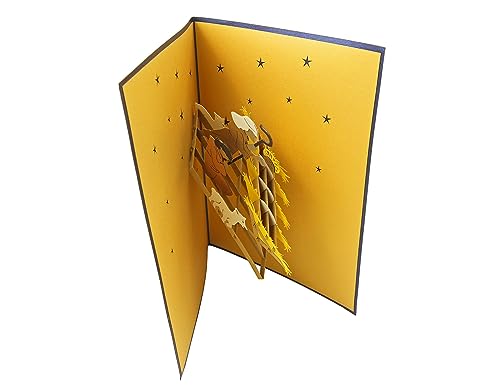 PopLife® Nativity Manger, Birth of Jesus Pop Up Christmas Card - Handmade 3D Holiday Greeting, Blank Merry Christmas Note, Small Stocking Present for Friends and Family - color: Nativity Manger