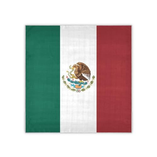 Bandana Square Head Scarf for Women Satin Hair Wrap Fashion Headband 27" - color: Mexico Flag