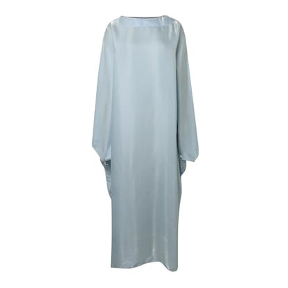 Muslim Dress Women One-Piece Prayer Dress Long Robe Long Sleeve Maxi Kaftan Dresses Islamic Clothes Set - color: Blue