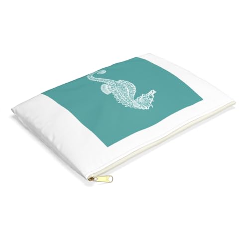 3dRose Teal blue seahorse print Sea Horse Ocean marine beach aquarium aquatic Accessory Pouch Small - size: Small