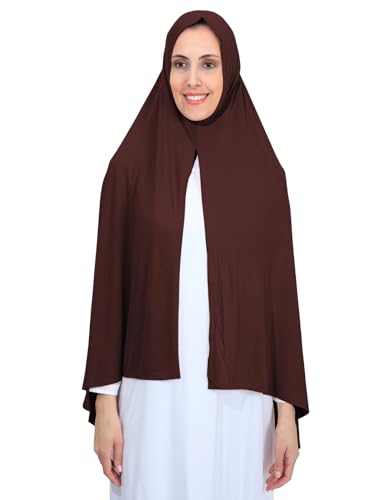 Non-See Through Instant Jersey Cotton Hijab Scarf for Women, Ready to Wear Muslim Head Scarf - color: Coffee
