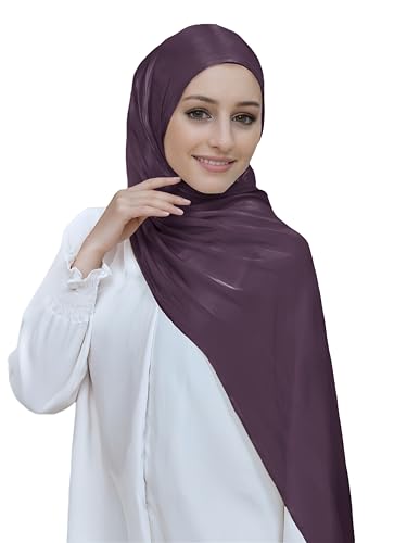 Lina & Lily Sheen Shimmer Women's Crepe Scarf Shawl Wrap Head Hijab Lightweight - color: Dark Plum