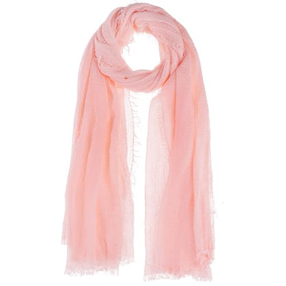 Nydotd Women Summer Cotton Linen Scarf Crinkle Long Beach Shawl Wrap hijab with Fringe - color: Light Pink