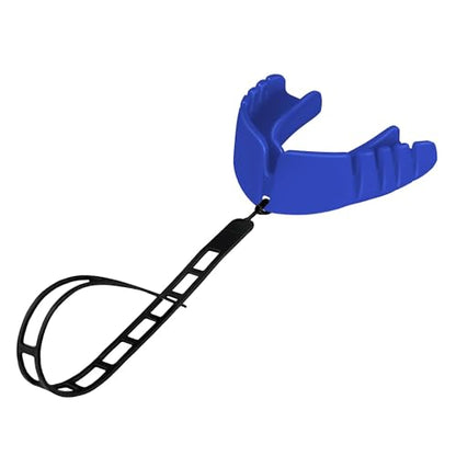 OPRO Snap-Fit Mouth Guard with Strap Instant Fit (Blue) Adult Boxing Mouthguard for MMA & Impact Sports, Impact-Resistant Football Mouth Guard for Sports, Hockey & Rugby - Includes Case - size: Adult (11+)