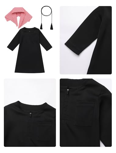ODASDO Muslim Baby Boys Abaya Robe with Head Scarf Toddler Kids Newborn Prayer Outfit Islamic Clothing - color: Black, size: 12-24 Months