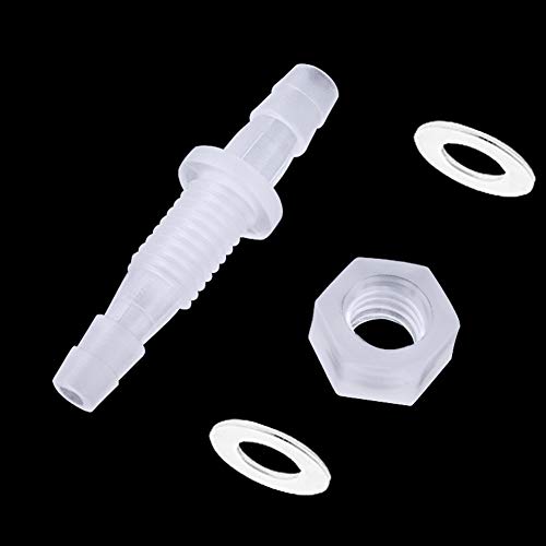 3/16” Thru-Bulk Bulkhead Plastic Hose Barb Fittings Union Adapter Fittings for Aquarium Fuel Gas Liquid Air with Metal washers (Pack of 3) - color: 3 pcs, size: 3/16 Inch
