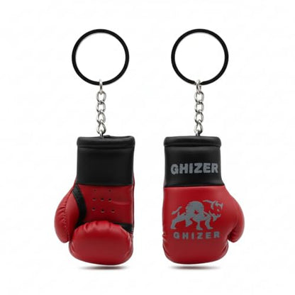 Mini Boxing Gloves Keychain (1 pcs) Premium PU Leather, Sports Lover Gift, Bag Accessory, Car Hanging for Men & Women - color: Red and Black